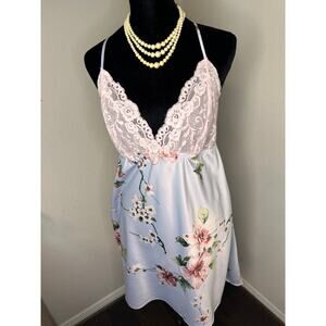 Apt. 9 Floral Satin & Lace Nightgown Chemise - Size XL